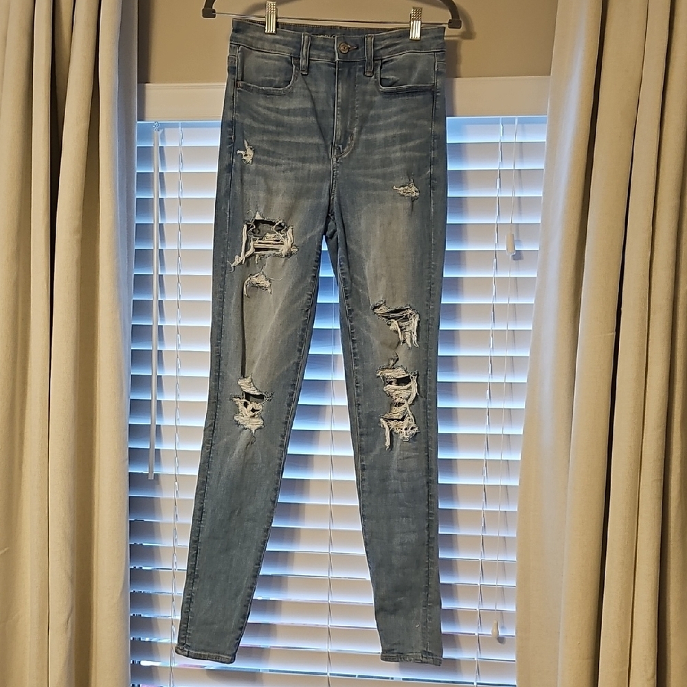 American Eagle Outfitters Blue Skinny Jeans Distressed Style